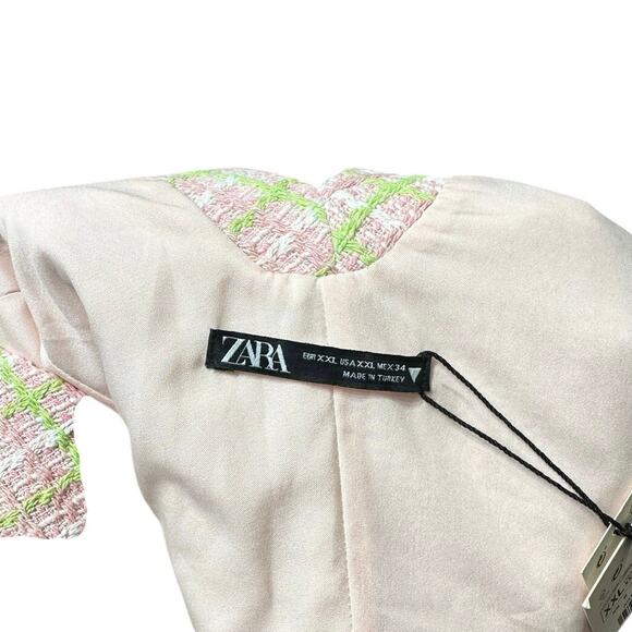 ZARA Pink & Green Tweed Cropped Vest - Vintage-Inspired Button Front Top - Picture 9 of 9